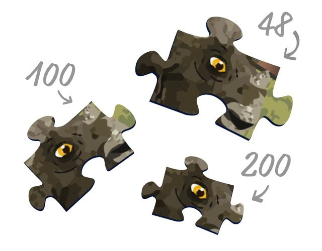 Pusselbitarnas storlek - dinosaurie