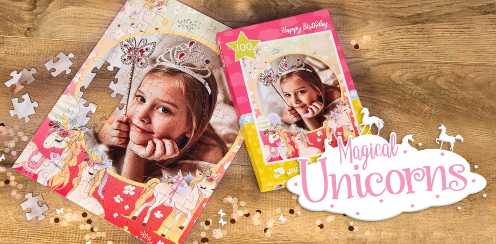 Enhörningspussel för barn med egna foton_mobile