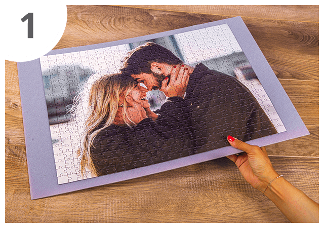 Instruktioner för pusselram steg 1